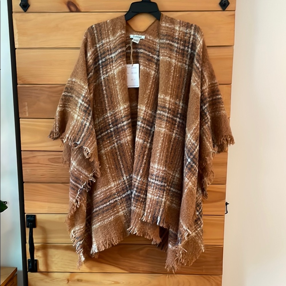 Nostalgia Brown Plaid Poncho